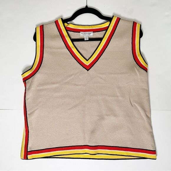 Vintage Saint John collection pull over sweater vest Large preppy wool blend L - Picture 1 of 12